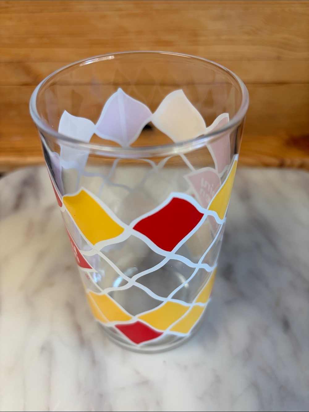Branded Red & Yellow Diamond Pattern Glass - Picture 5 of 7
